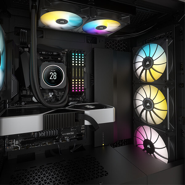 Corsair iCUE ML120 RGB Elite Premium 120mm PWM Magnetic Levitation Triple Fan Kit (Black)